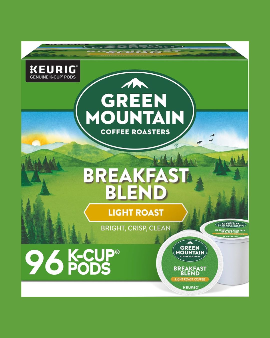 Green Mountain Coffee Roasters Breakfast Blend, Keurig Single Serve K-Cup Pods, Light Roast